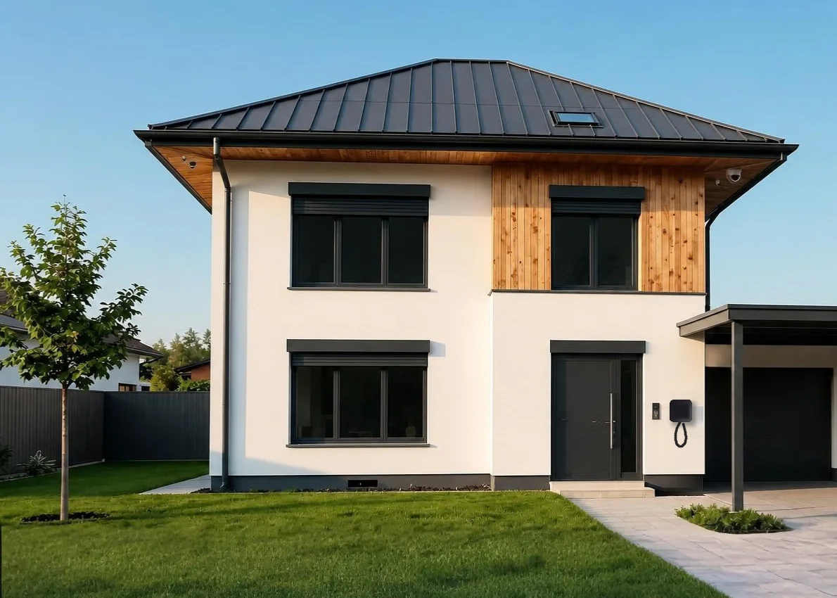 Napközben üres kocsibeálló, a ház őrzött üzemmódban